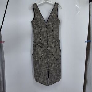 RACHEL Rachel Roy Black and Gray Tweed Midi Dress